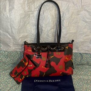 “Dooney & Bourke” Red Scottie Dog CC Lg. Tassel Zip Top & Continental Wallet Set